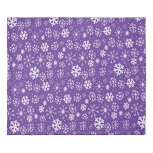 Snowflake Snowstorm With Purple Background Duvet Cover