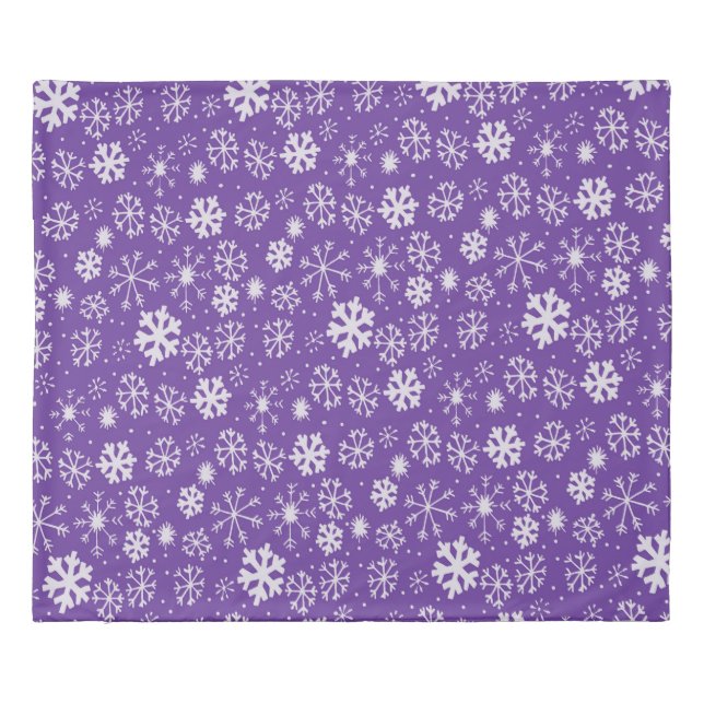Snowflake Snowstorm With Purple Background Duvet Cover (Back)