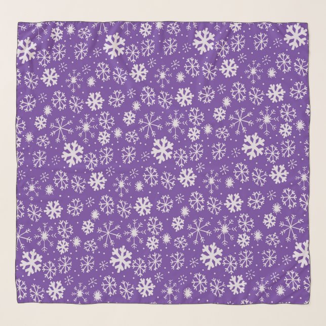 Snowflake Snowstorm With Purple Background Scarf (Front)
