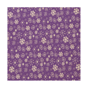 Snowflake Snowstorm With Purple Background Wood Wall Art