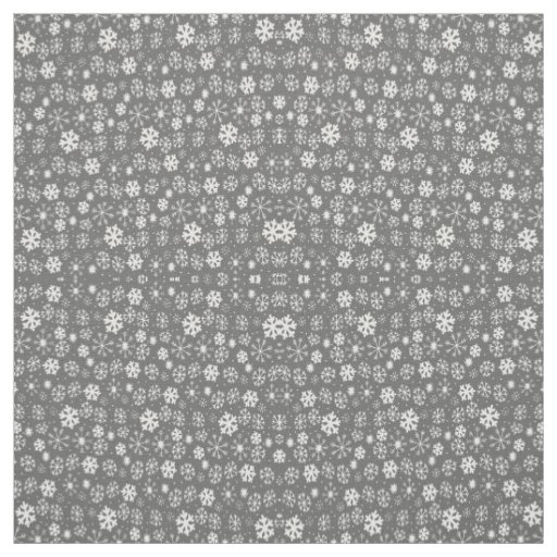 Snowflake Snowstorm With Silver Grey Background Fabric