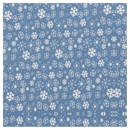 Snowflake Snowstorm With Sky Blue Background Fabric