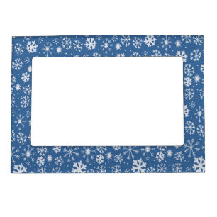 Snowflake Snowstorm With Sky Blue Background Magnetic Frame