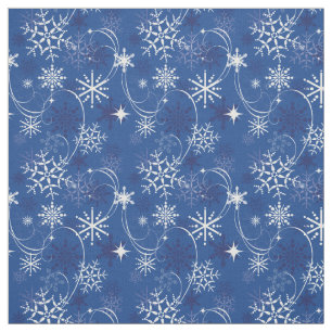 Snowflake Sparkle Blue and White Winter Fabric