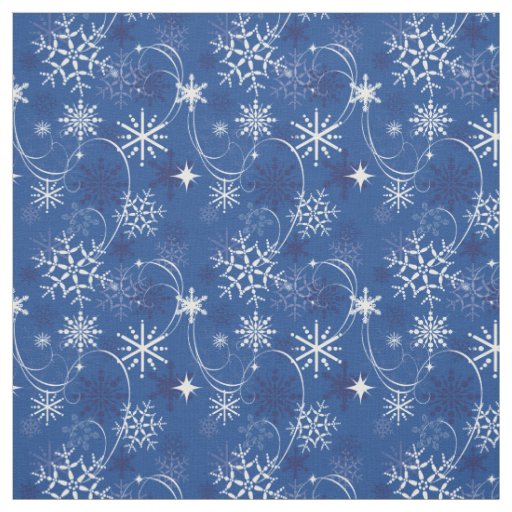 Snowflake Sparkle Blue and White Winter Fabric