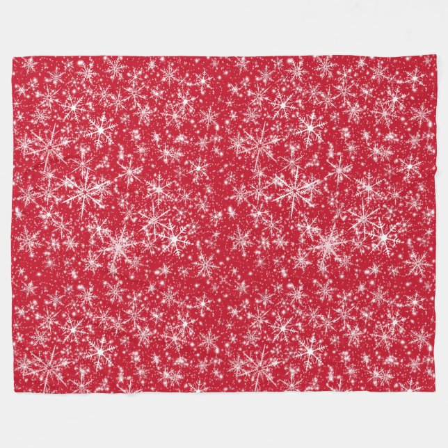 Snowflake Sparkle Seamless Pattern Fleece Blanket (Front (Horizontal))