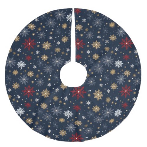 Snowflake Splendor Festive Christmas Pattern Brushed Polyester Tree Skirt