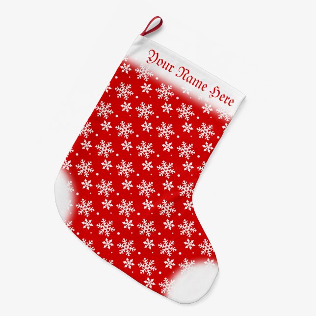 Snowflake Stocking Custom Red Christmas Stockings (Front (Hanging))