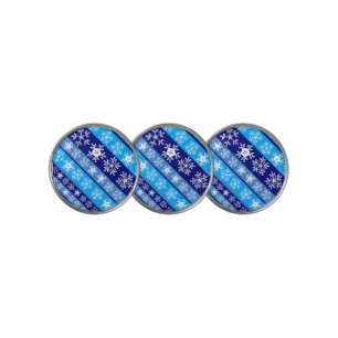 Snowflake Stripes Blue Golf Ball Marker