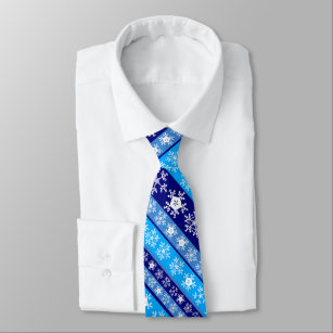 Snowflake Tie – Blue Mens Christmas Tie with White Snowflake Neck Tie also  Available as a Skinny Tie.