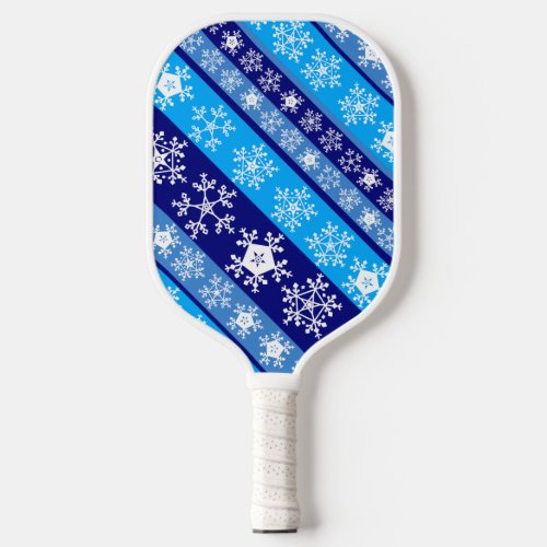 Snowflake Stripes Blue Pickleball Paddle