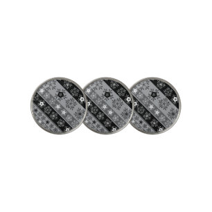 Snowflake Stripes Gray Golf Ball Marker