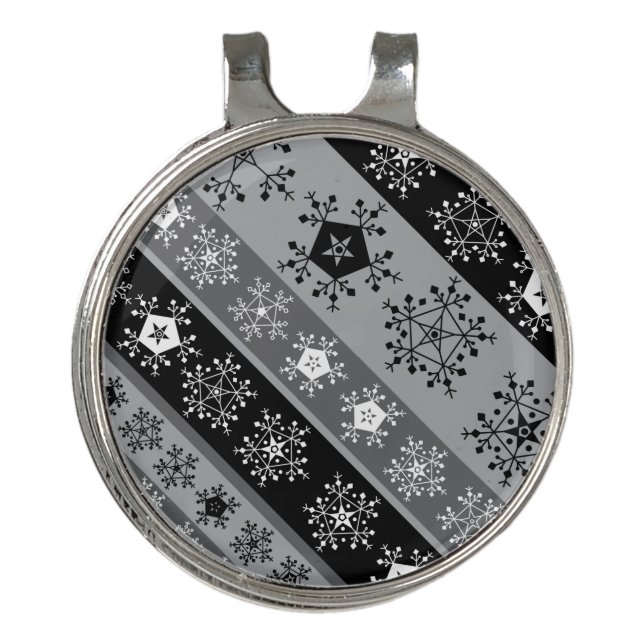 Snowflake Stripes Gray Golf Hat Clip (Front)