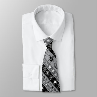Snowflake Stripes Gray Neck Tie