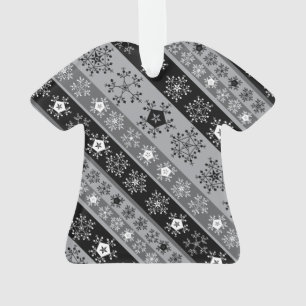 Snowflake Stripes Gray Ornament