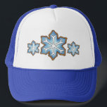 Snowflake Sugar Cookie Winter Hanukkah Christmas Trucker Hat<br><div class="desc">Hat features an original marker illustration of blue snowflake sugar cookie. Perfect for Hanukkah and Christmas holiday celebrations!

Don't see what you're looking for? Need help with customization? Click "contact this designer" to have something created just for you!</div>