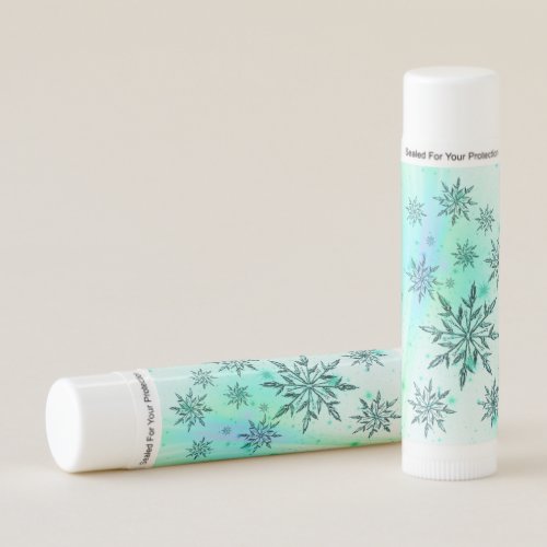 Snowflake swirl teal blue white lip balm