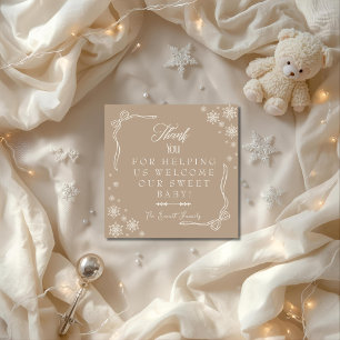 Snowflake Taupe Labor & Delivery NICU Hospital Thank You Card