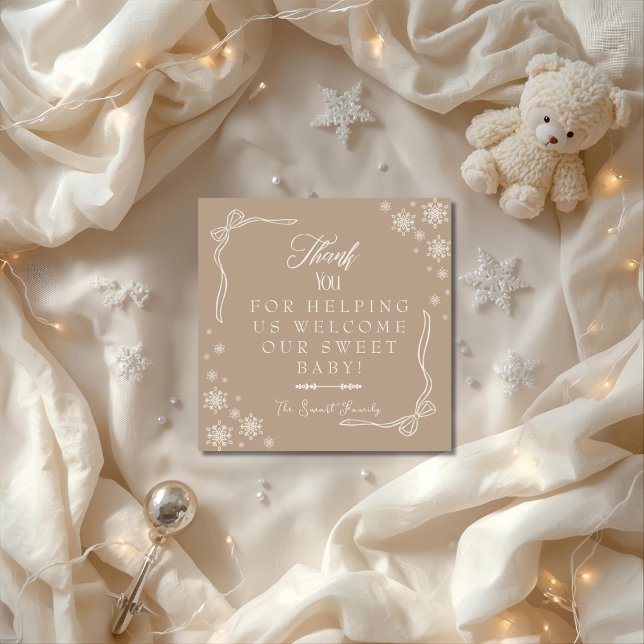 Snowflake Taupe  Labor & Delivery NICU Hospital   Thank You Card (Snowflake Taupe Labor & Delivery NICU Hospital Thank You Card)