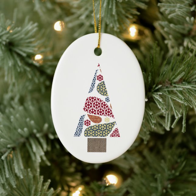 Snowflake Teardrops Tree Christmas Christmas Ornam Ceramic Ornament (Tree)
