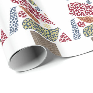 Snowflake Teardrops Tree Christmas Wrapping Paper