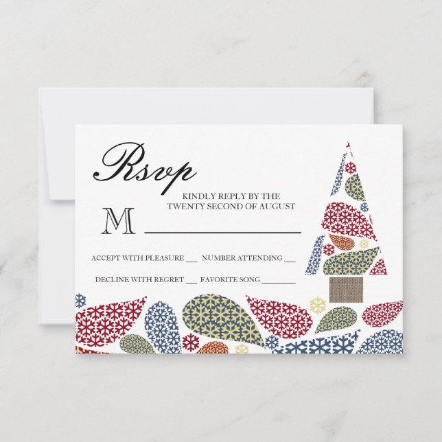 Snowflake Teardrops Tree RSVP Card (Front)