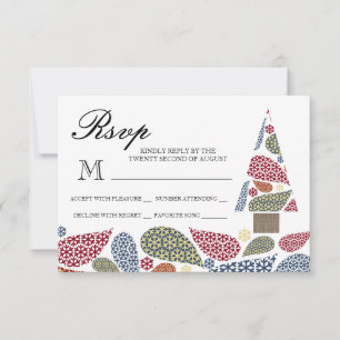 Snowflake Teardrops Tree RSVP Card