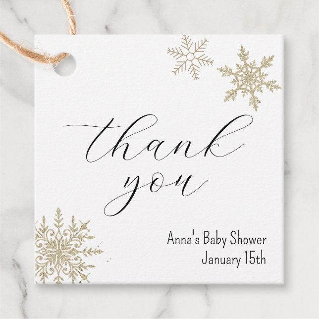 Snowflake Thank You Favor Tags (Front)