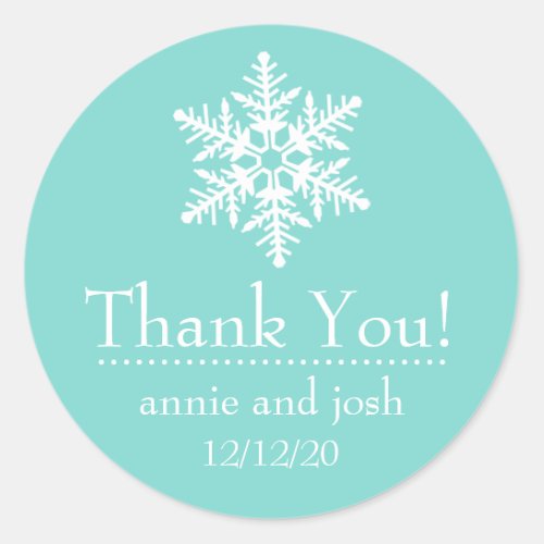 Snowflake Thank You Labels Custom Blue