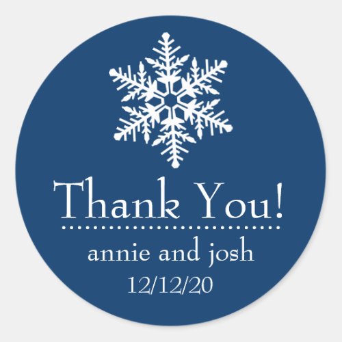 Snowflake Thank You Labels Dark Blue