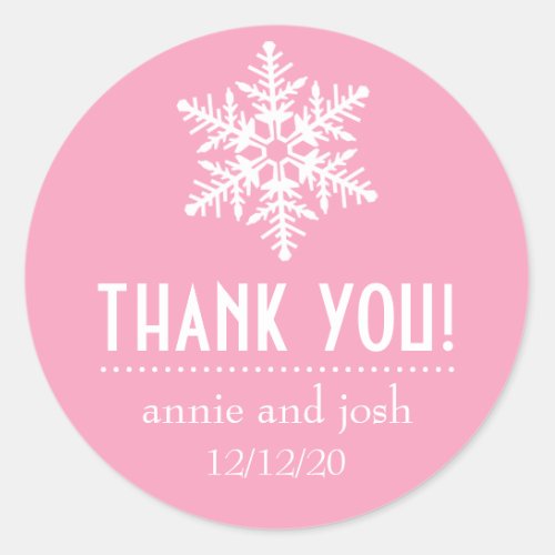 Snowflake Thank You Labels Pink