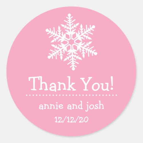 Snowflake Thank You Labels Pink