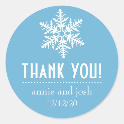 Snowflake Thank You Labels Sky Blue