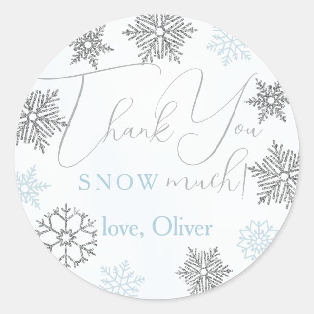 Snowflake Thank You Snow Much Circular Favor Seals (Front)