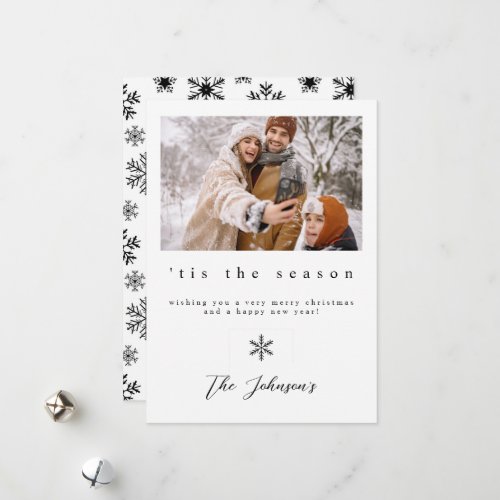 Snowflake tis the season Photo Christmas Card