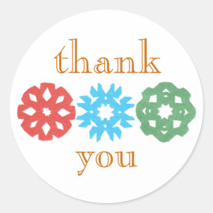 Snowflake trio holiday thank-you sticker