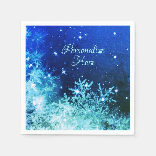 Snowflake turquoise and blue winter  napkins