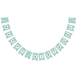 Snowflake Turquoise-Blue Happy Birthday Bunting Flags