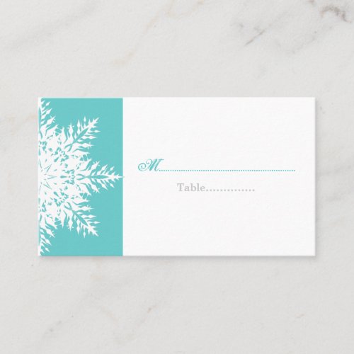 Snowflake turquoise winter wedding place card