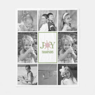 Snowflake Typography Photo Holiday Christmas Fleece Blanket