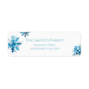 Snowflake Watercolor Blue Winter ONEderland Label