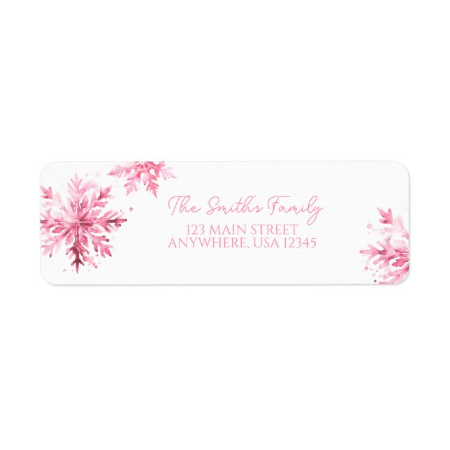 Snowflake Watercolor Winter ONEderland Birthday Label (Front)