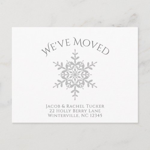 Snowflake Weve Moved Winter Moving Announcement Postcard