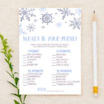 Snowflake What's In Purse Baby Shower Game Stationery