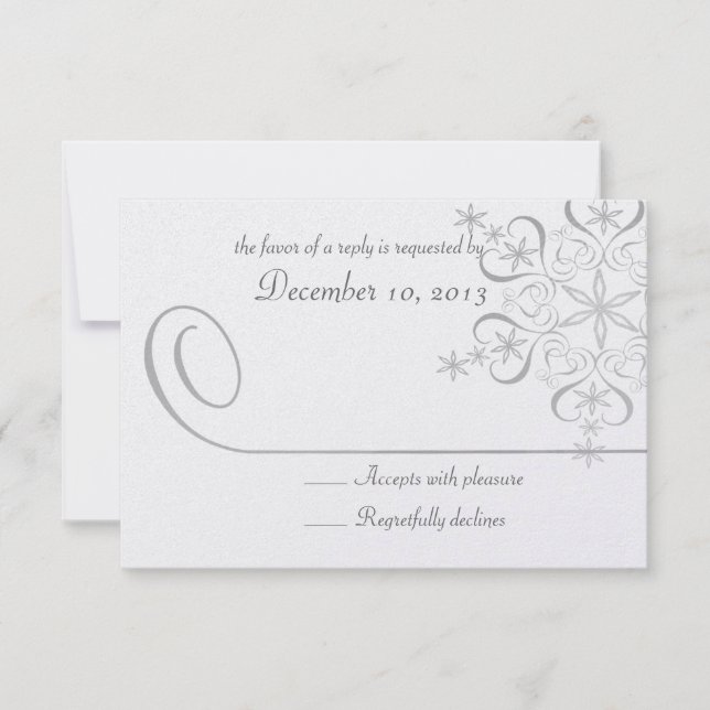 Snowflake White Elegance Response Card (Front)