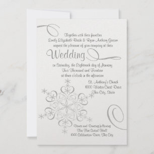 Snowflake White Elegance Winter Wedding Invitation