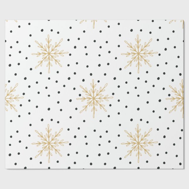 Snowflake White & Gold Wrapping Paper (Seam)