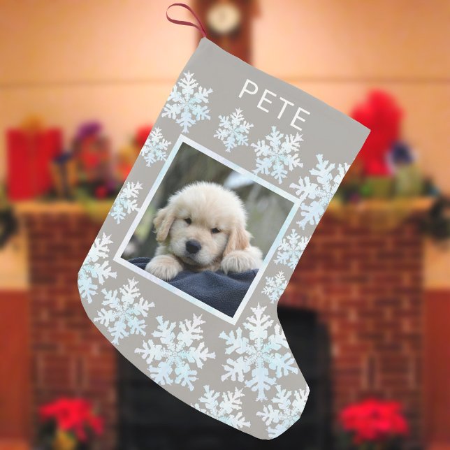 Snowflake White Opal Fun Kids Or Pets Photo Small Christmas Stocking (Creator Uploaded)