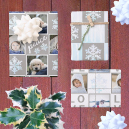 Snowflake White Opal Peace Joy Love 4 Photo Wrapping Paper Sheets