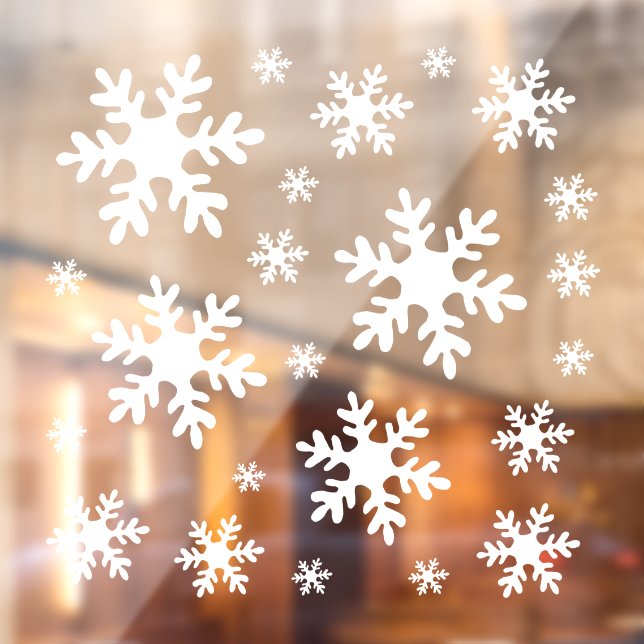 Snowflake White Snow Winter Christmas Holidays Window Cling (Sheet 2)